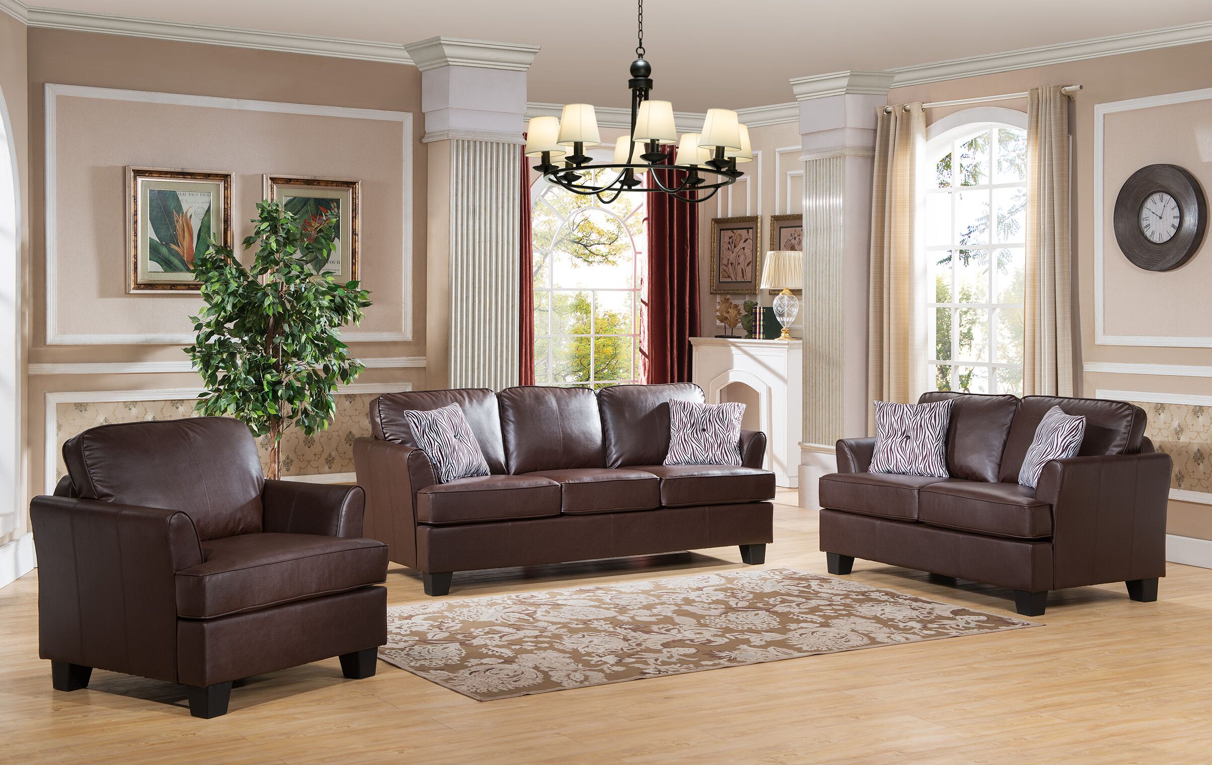 yeefy brown leather living room