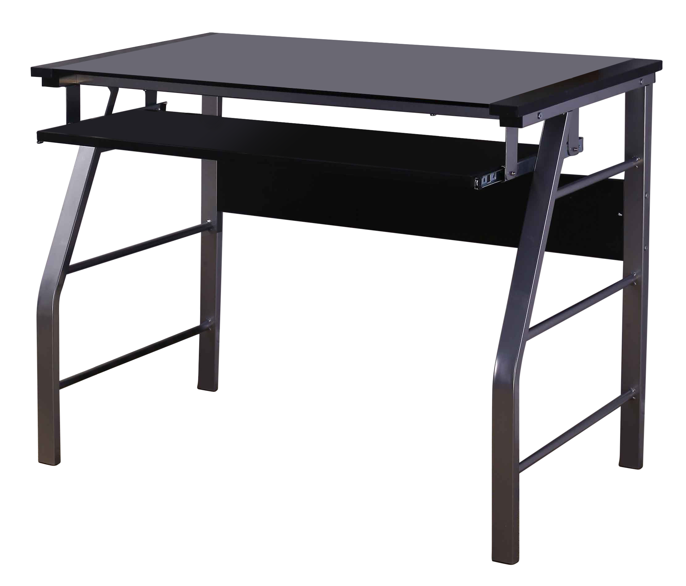 Branson Silver Metal / Black Glass Desk – 2kfurniture