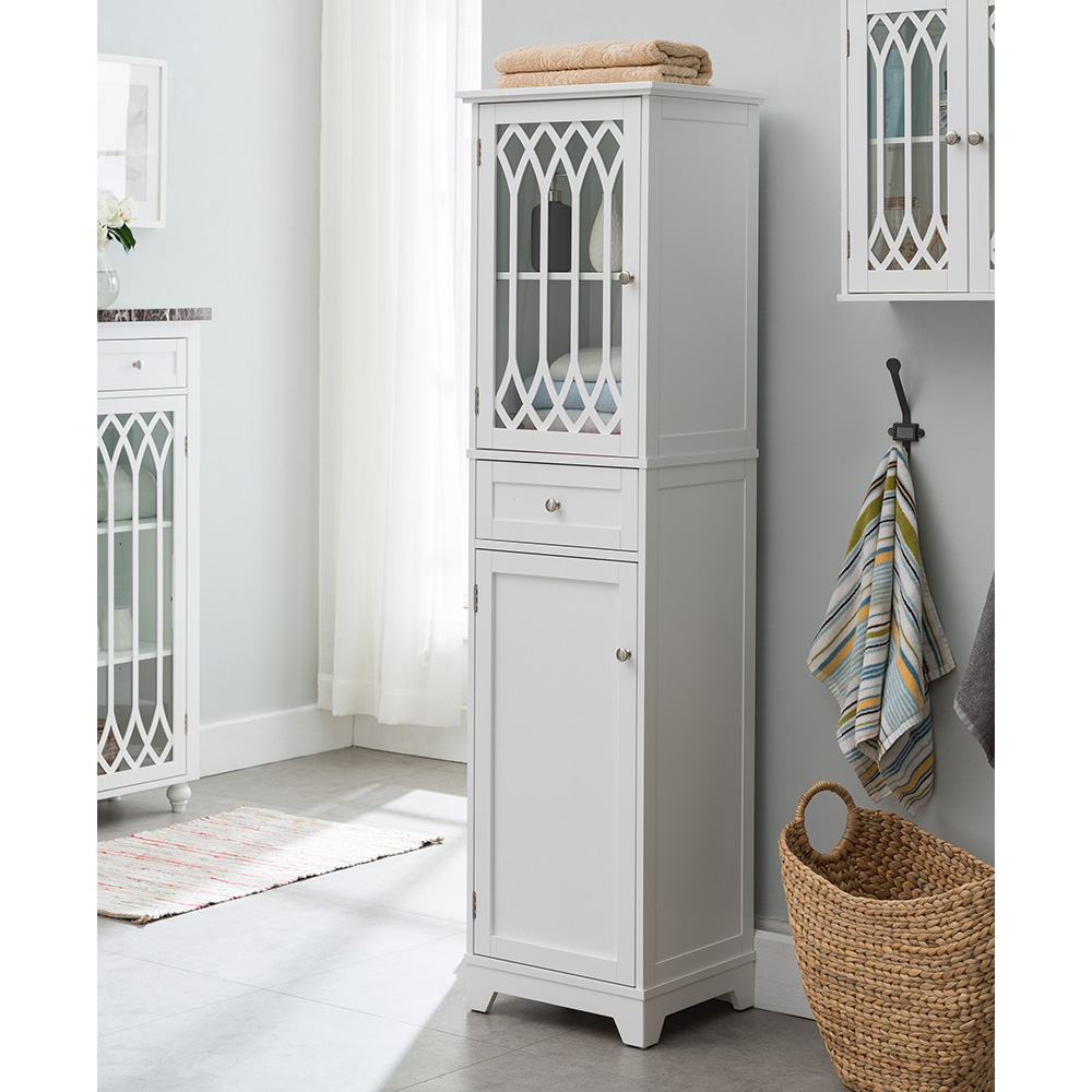 Newberry Tall Bathroom Storage Cabinet – Linen Tower, White