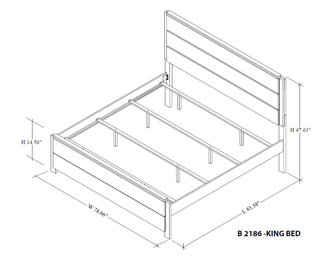 Exeter King Wood Panel Bed 2kfurniture